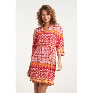 Smashed Lemon 24002 retro print shirtjurk met riemframbozentonen |