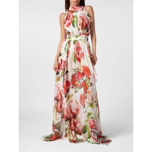 Philipp Plein - Jurk - Veelkleurig - Halterjurk - Zijde - Love Tattoo en Bloemenprint