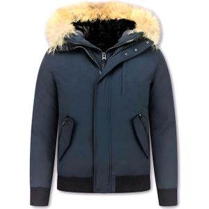 Enos Korte winterjas met bontkraag