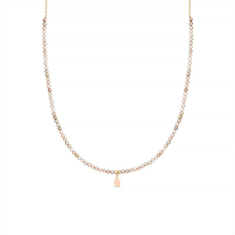 Luxeketting - Champagnekleurige Zirkonia - Metaallegering - 18K Vergulde Afwerking