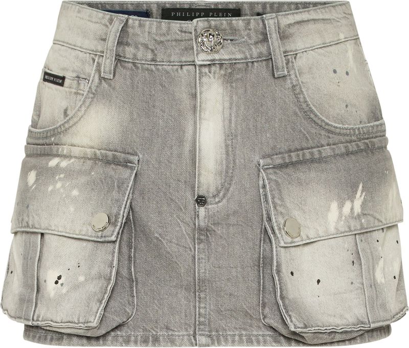 Philipp Plein - Denim Cargo Mini Rok - Grijs - Dames