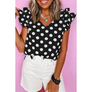 Gestippelde Rimpel Blouse Top
