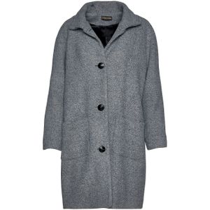 Conquista Fashion - Grijze Mantel - Wolmix - Raglanmouwen - Opstaande Kraag