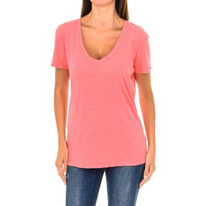 Dames - T-shirt - Koraal - 3Y5T45-5JZMZ - Korte Mouwen - V-hals