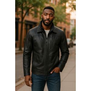 Colac - Halflange Bikerjas - Zwart - Leren Jas - 3-in-1 Ontwerp
