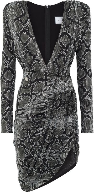 Philipp Plein - Mini Jurk - Grijs - Jersey - Met Kristallen