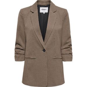 Only - Onllettie Life 3/4 Check Blazer - Decadent Chocolate/Nomad Toasted Coconut - Dames