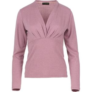 Top - Roze Gemêleerd - V-hals - Gebreid - Lange Mouwen