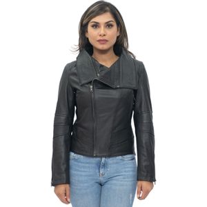 Dames - Afneembare Kraag - Leren Bikerjack - Rosario