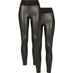 Urban Classics Dames legging hoog taille leer (set van 2)