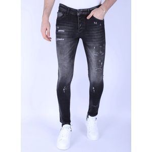 Local Fanatic Slim fit stone wash jeans met gaten 1102