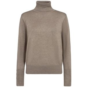 Freequent - Pullover - Grijs - Viscose - Coltrui met Knoopdetail op de Mouw