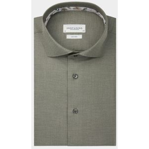 Profuomo - Slim Fit - Heren Overhemd - Olijfgroen Melange - Twill