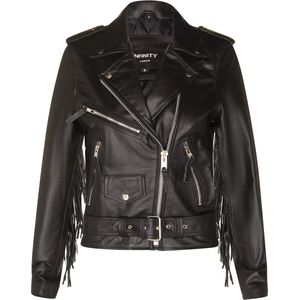 Zwart - Sevilla - Leren Bikerjack - Dames