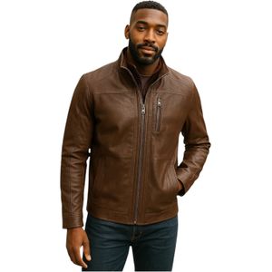 Warwick - Leren Jas - Bruin - 3-in-1 Ontwerp - Gemiddelde Lengte