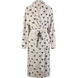 By Louise Fleece Badjas Dames Hartjes Grijs - Maat M