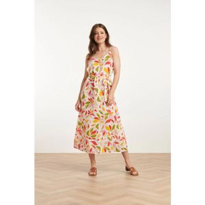 Smashed Lemon - 25157 - Midi Jurk - Multikleurige Bladprint - V-hals