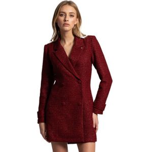 Loreda - Blazer Jurk - Wijnrood - Elegante Allure