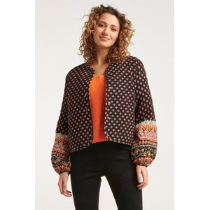 Smashed Lemon 23679 dames quilted bomber jacket met boho tribal print