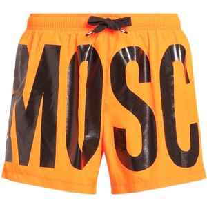 Moschino - Korte Zwemshort - Oranje - Merkprint Logo