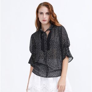 Blouse - Polka Dots - Chiffon - Tulpenmouwen