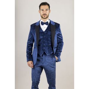 Heren - 3-delige Trouw Tuxedo - Blauw - Fluwelen Pak