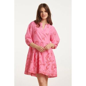 Smashed Lemon - 25263 - Korte Jurk - Roze - Bloemen Borduurwerk - V-hals