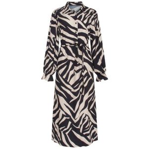 Smashed Lemon - 23743-010-999 - V-hals Jurk - Zwart en Off-White - Zebra Print