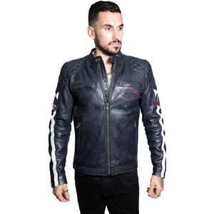 Klassiek - Leren Jas - Zwart - Racing Infinity - Heren