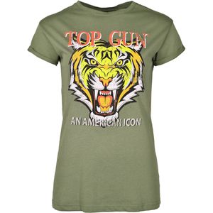TOP GUN - Shirt - Olijfgroen - Katoen - Kwartmouw
