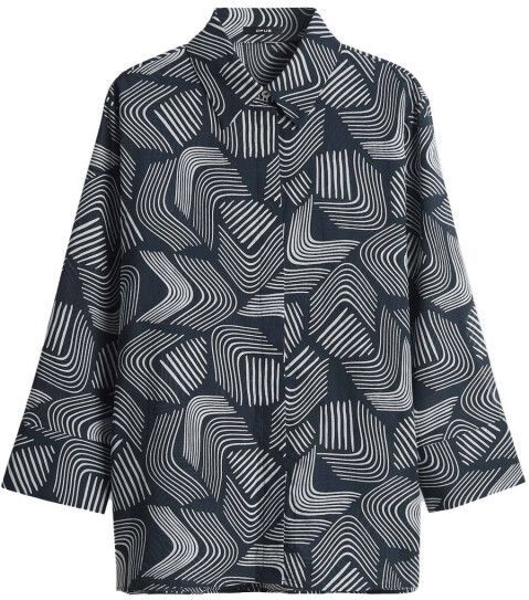 OPUS - Fumina move - Blouse - Crème/Zwart - Driekwart Mouw