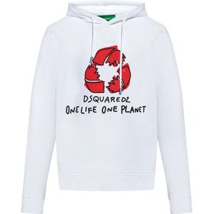 Dsquared2 - One Life One Planet - Hoodie - Wit - 100% Katoen