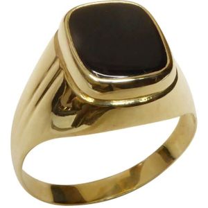 Christian Gouden cachet ring met zwarte lagensteen