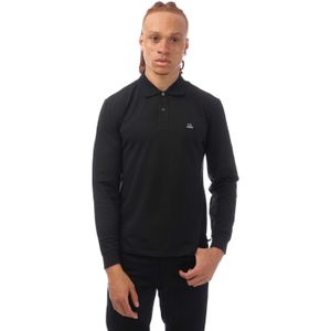 C.P. Company - Stretch Piquet - Herenpolo - Zwart - Lange Mouwen