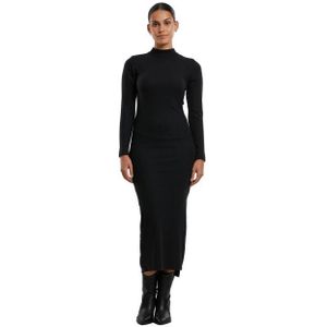 Urban Classics Dames ribbed mock neck jurk met lange mouwen