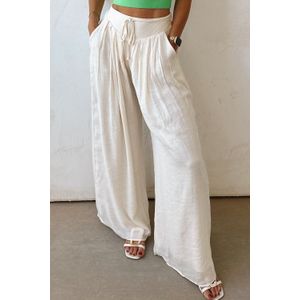 Wijdleg Linnen Broek Hoge Taille Met Touwtjes