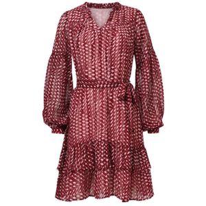 Smashed Lemon - Geometrische Jurk - Bordeaux en Babyroze - Dames