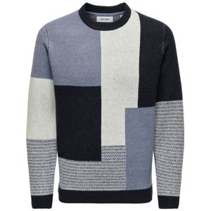 Only & Sons - Blauw Dessin Trui - Heren - Materiaalmix