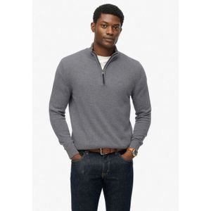 Superdry - Wool Blend Half Zip Jumper - Grijs - Gebreide Trui