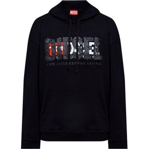 Diesel - Hoodie - Zwart - Dubbel Vernietigd Logo