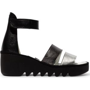 Fly London - BONO290FLY - Sandalen - Zilver Zwart - Leren - Wedges