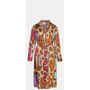 Mucho Gusto - Lerici - Jurk - Degradé Oranje Fuchsia Print - Luipaard Patroon