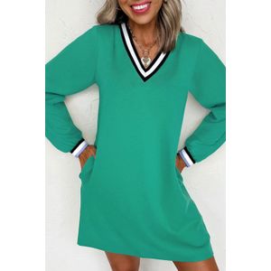 V-hals jurk met gestreepte randen