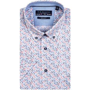 Bos Bright Blue R.b. boston casual hemd korte mouw korte mouw shirt regular fit 316670/332