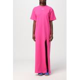 Maxi Dress - Fuchsia - Shirtjurk - Relaxed Fit - Korte Mouwen