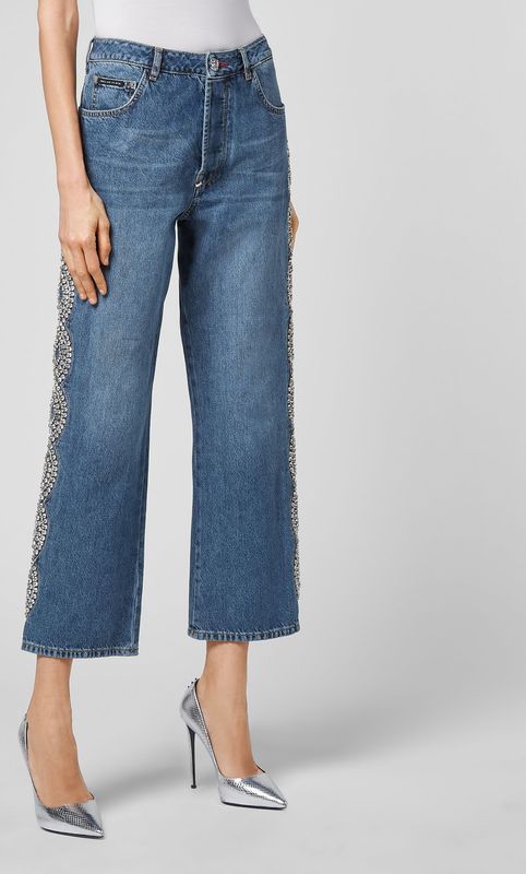 Philipp Plein - New Baroque Blue - Denim Broek - Dames - Loose Fit