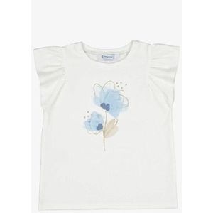 Mayoral - T-shirt - Wit - Meisje - Met Blauwe Bloemenprint