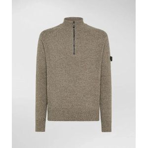 Peuterey Braille 03 wool half zip mustang