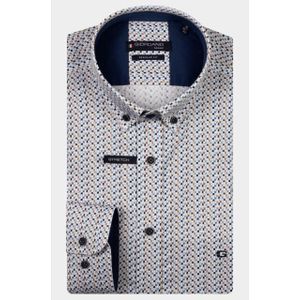 Giordano - Ivy Long Sleeve Button Down - Overhemd - Donkerblauw - Lange Mouw - Satin Stretch - Graphic Print