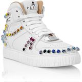 Philipp Plein - Leather Hi-Top Sneakers Crystal - Wit - Heren